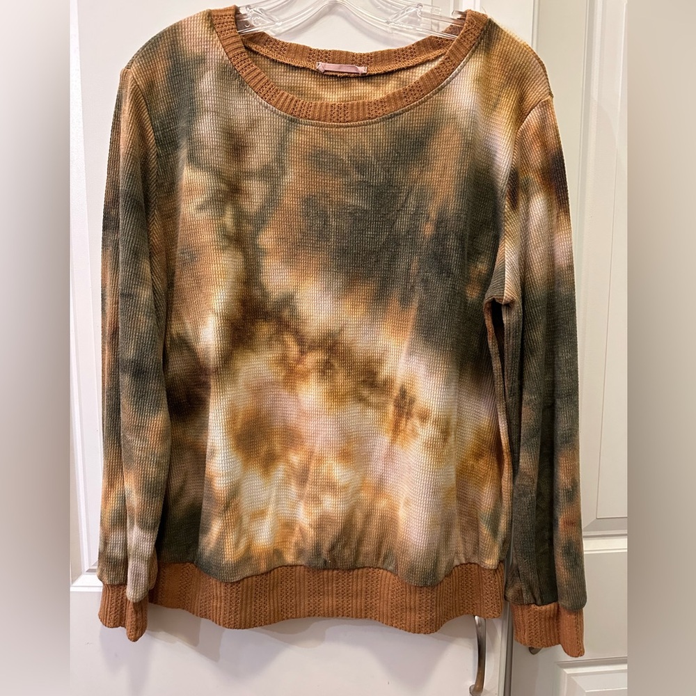 Women’s boutique Tie-Dye top- Brown and Green
